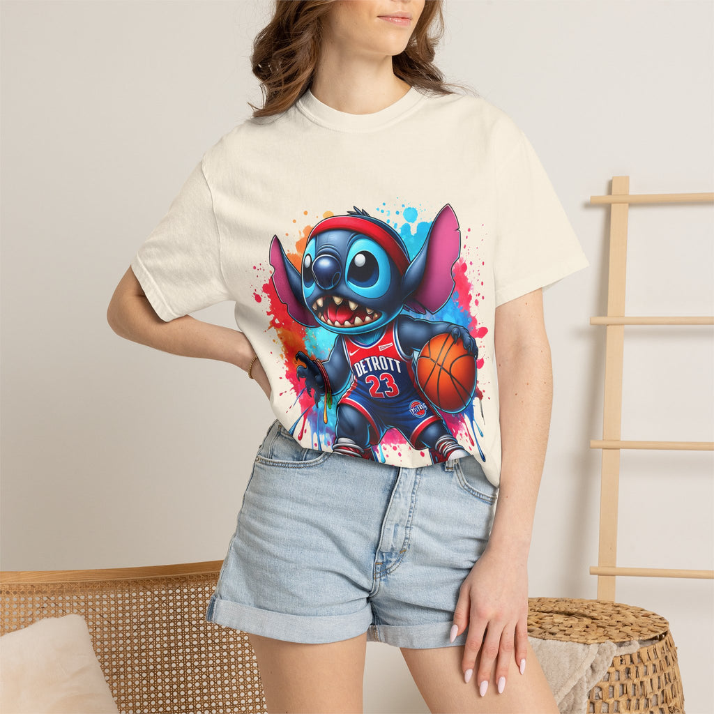 Basketball Stitch T-Shirt — Cute Cartoon Player Graphic Tee