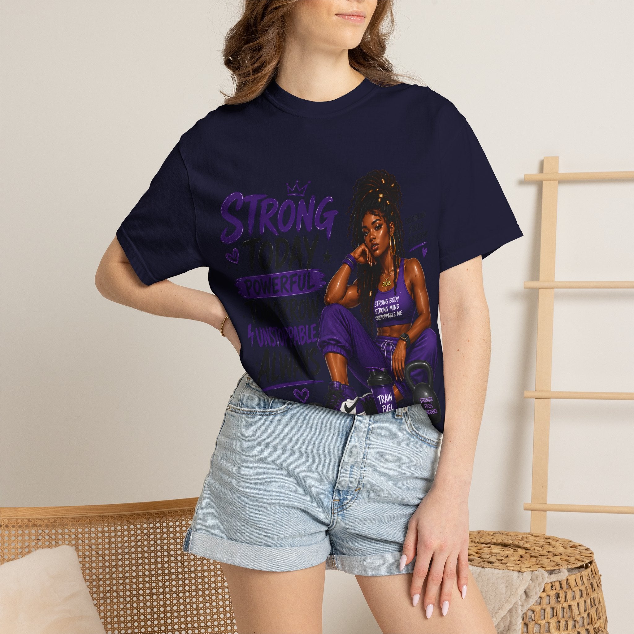 Strong Today, Powerful Tomorrow T-Shirt — Motivational Fitness Graphic Tee
