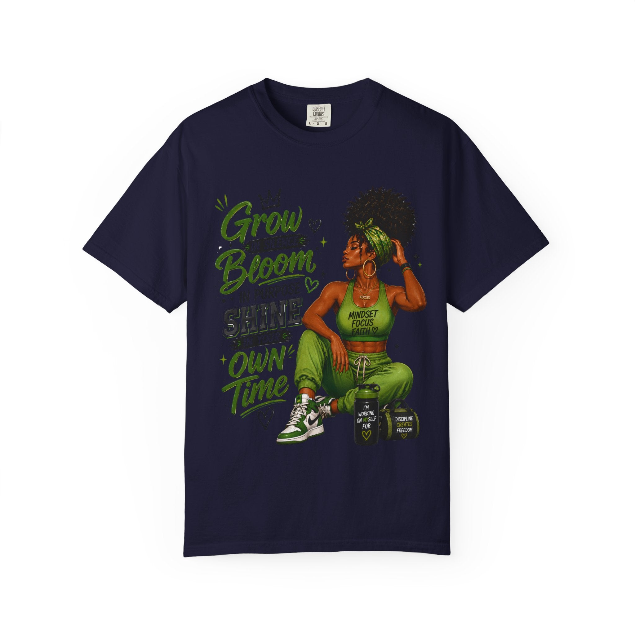 Grow in Silence Bloom Graphic T-Shirt — Inspirational Afrocentric Women’s Tee