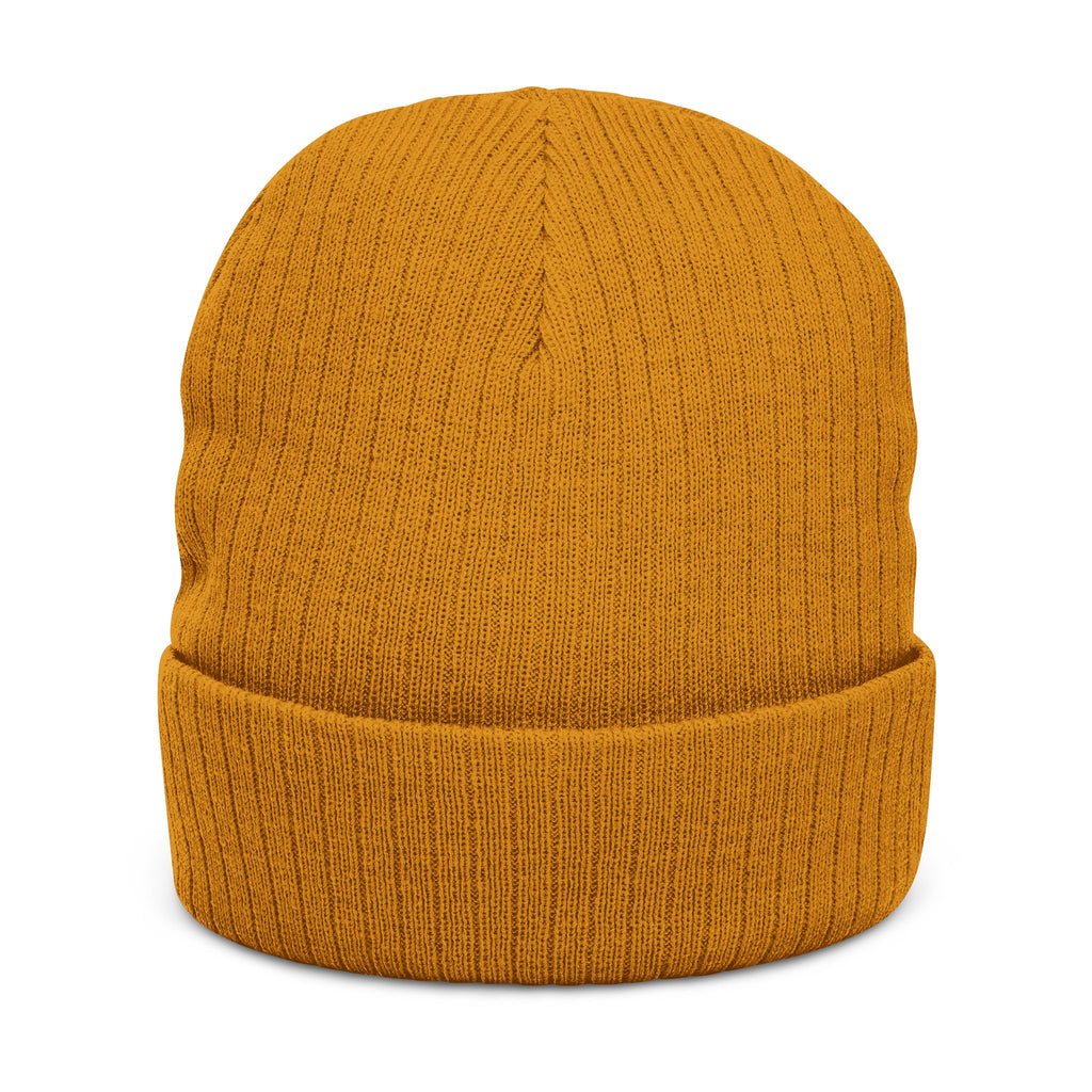 Embroidered Ribbed Beanie — 'CostWalk' Crown Logo Knit Hat