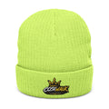 Embroidered Ribbed Beanie — 'CostWalk' Crown Logo Knit Hat