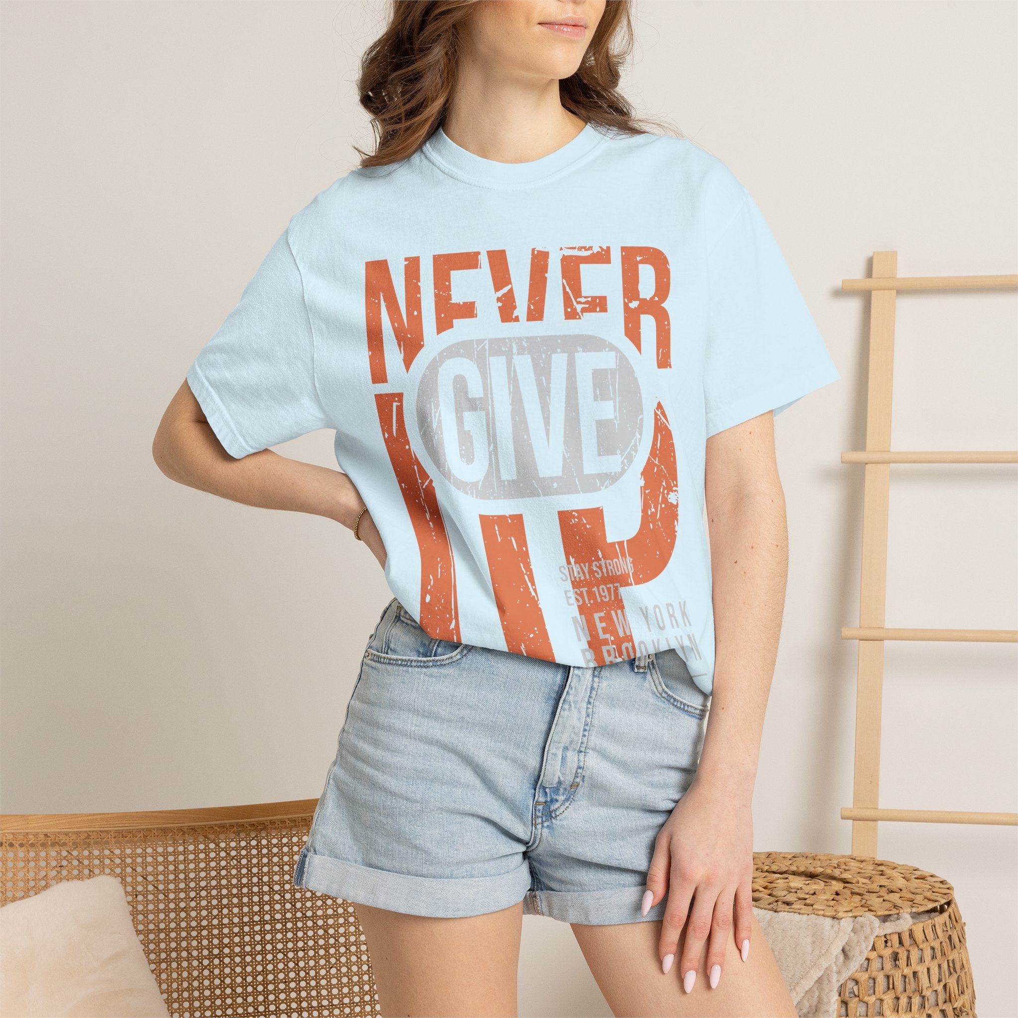 Never Give Up T-Shirt — Motivational Vintage Graphic Tee