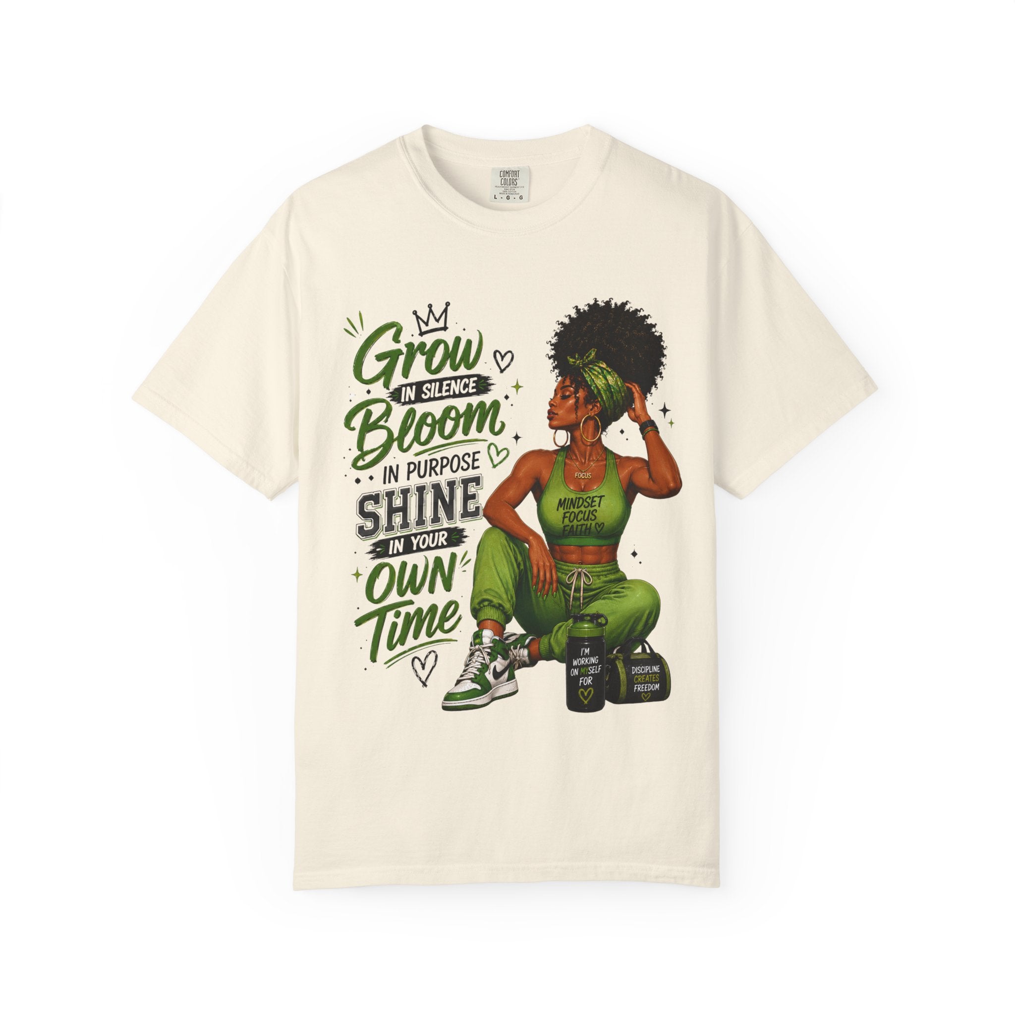 Grow in Silence Bloom Graphic T-Shirt — Inspirational Afrocentric Women’s Tee