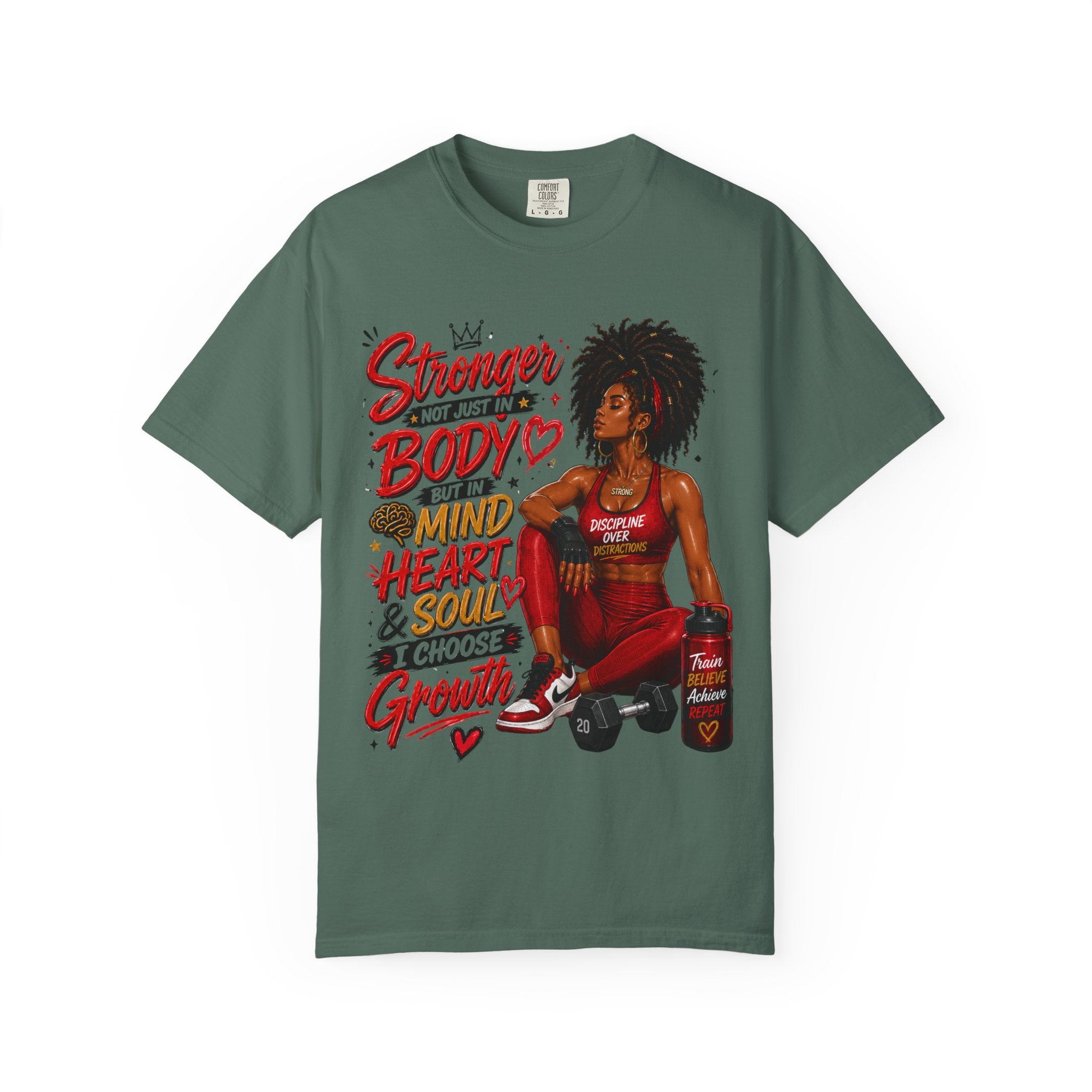 Empowered Fitness Tee — “Stronger Not Just in Body” Motivational Workout T-Shirt