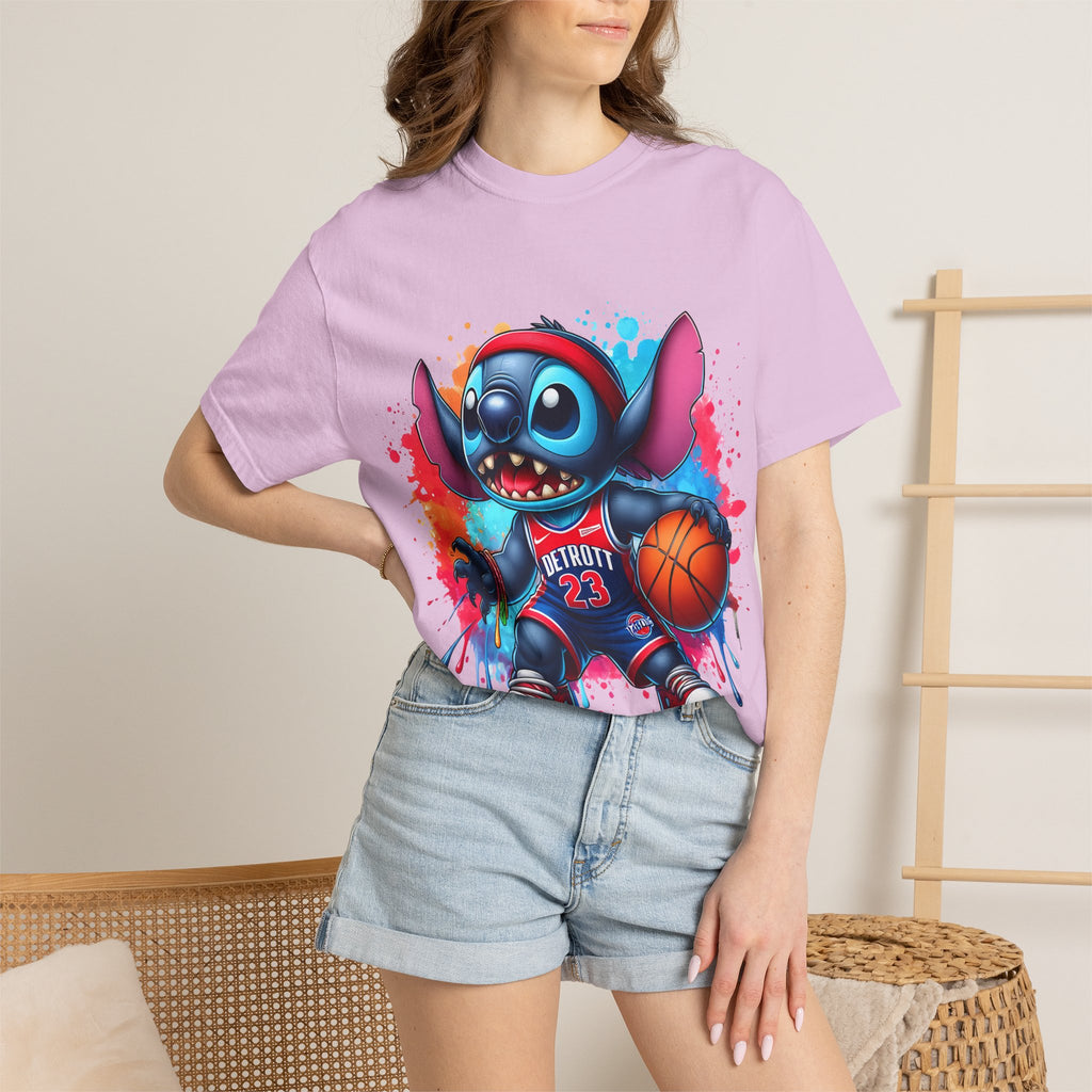 Basketball Stitch T-Shirt — Cute Cartoon Player Graphic Tee