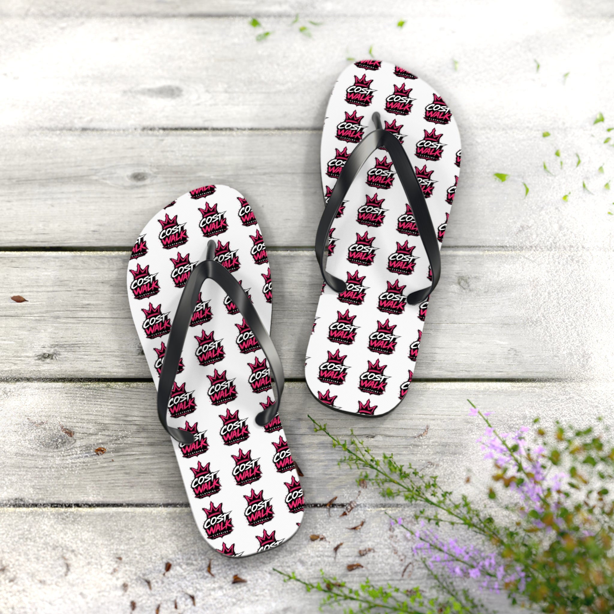 Flip Flops — Bold 'Cost Wax' Logo Pattern Beach Sandals