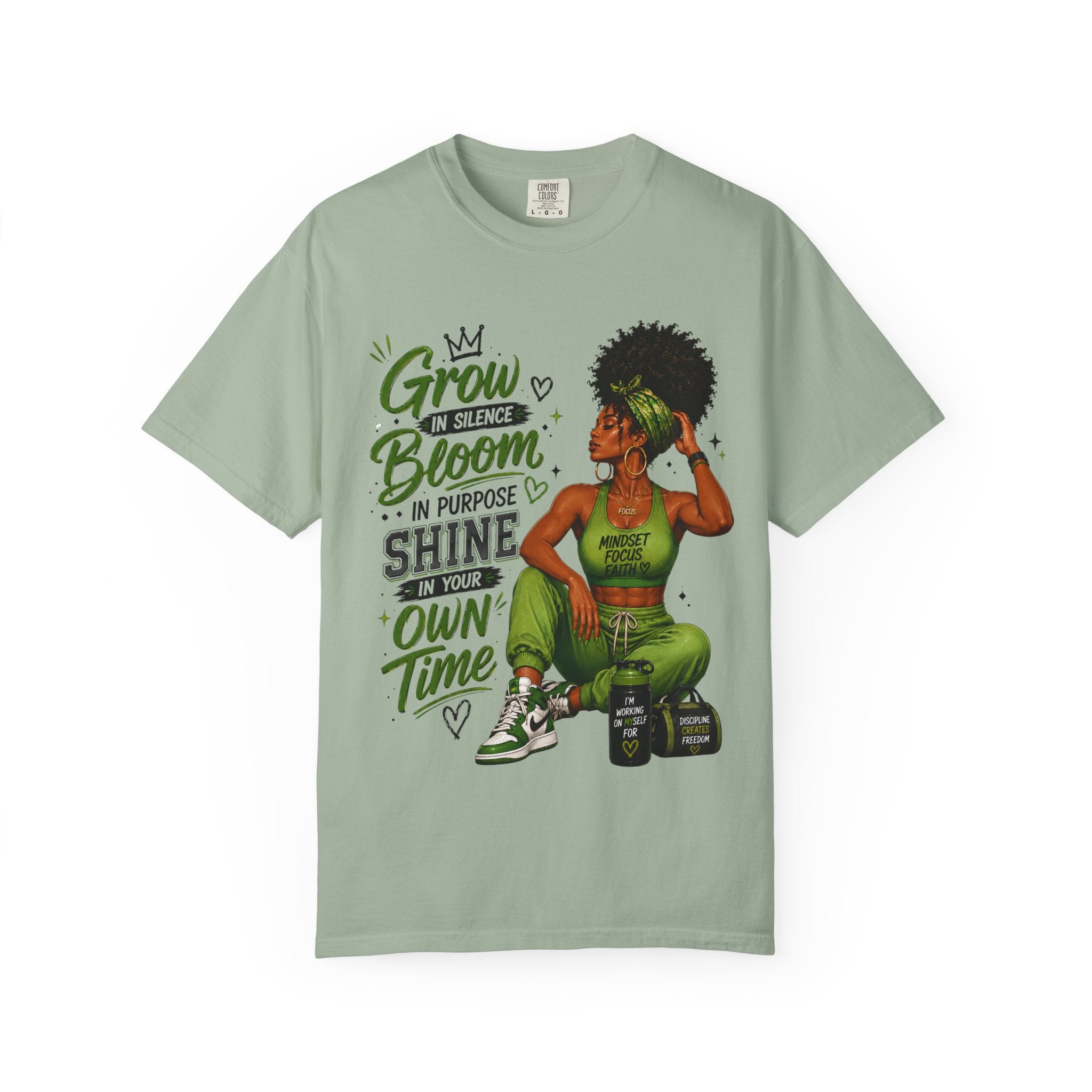 Grow in Silence Bloom Graphic T-Shirt — Inspirational Afrocentric Women’s Tee
