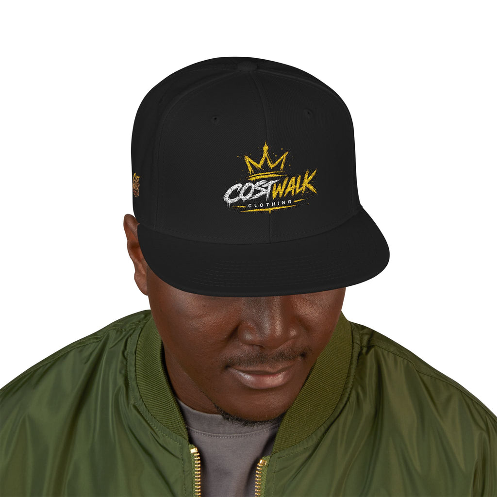 Embroidered Crown Snapback Hat — 'King Walk' Streetwear Snapback