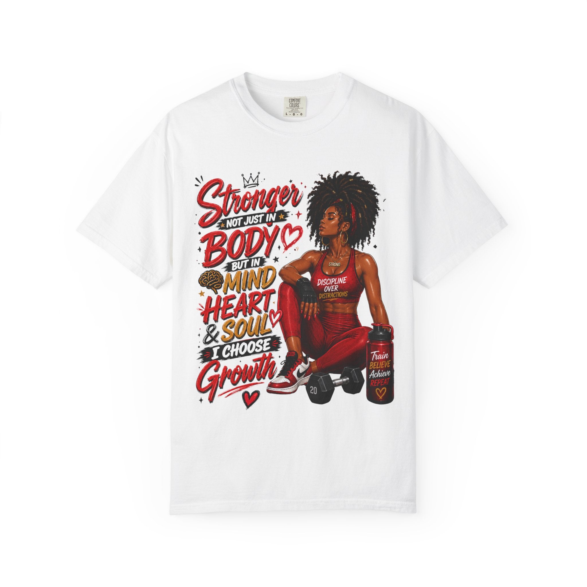 Empowered Fitness Tee — “Stronger Not Just in Body” Motivational Workout T-Shirt