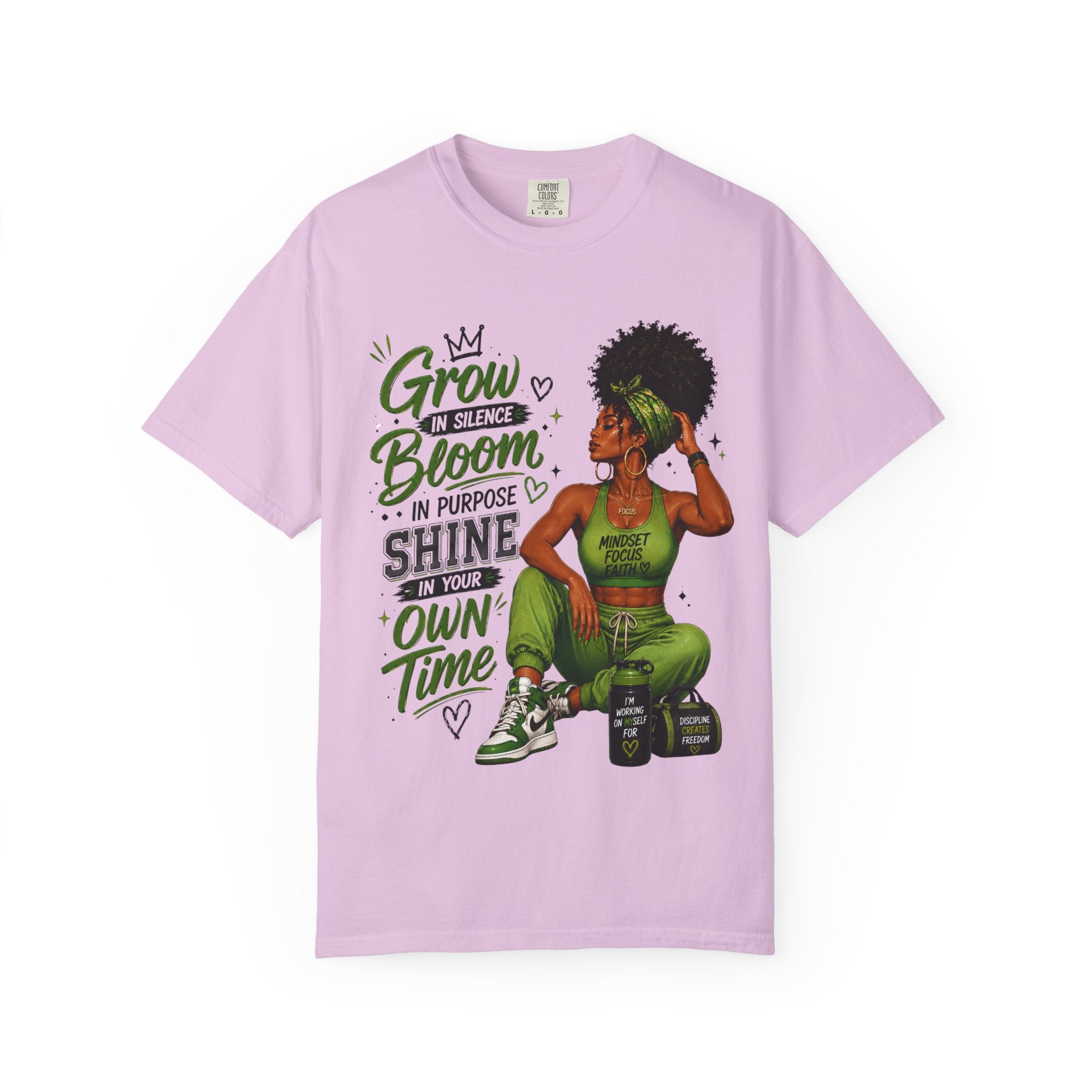 Grow in Silence Bloom Graphic T-Shirt — Inspirational Afrocentric Women’s Tee