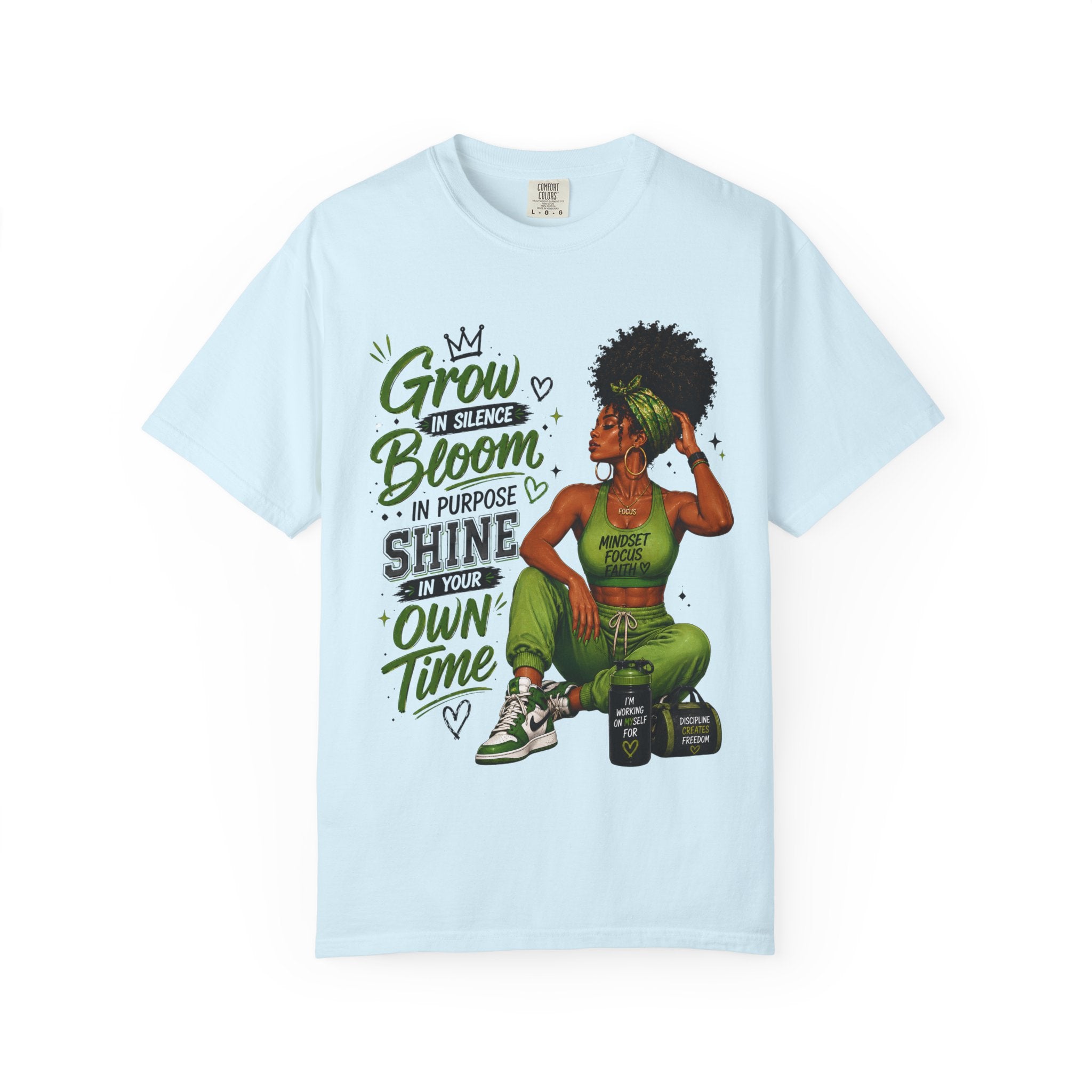 Grow in Silence Bloom Graphic T-Shirt — Inspirational Afrocentric Women’s Tee