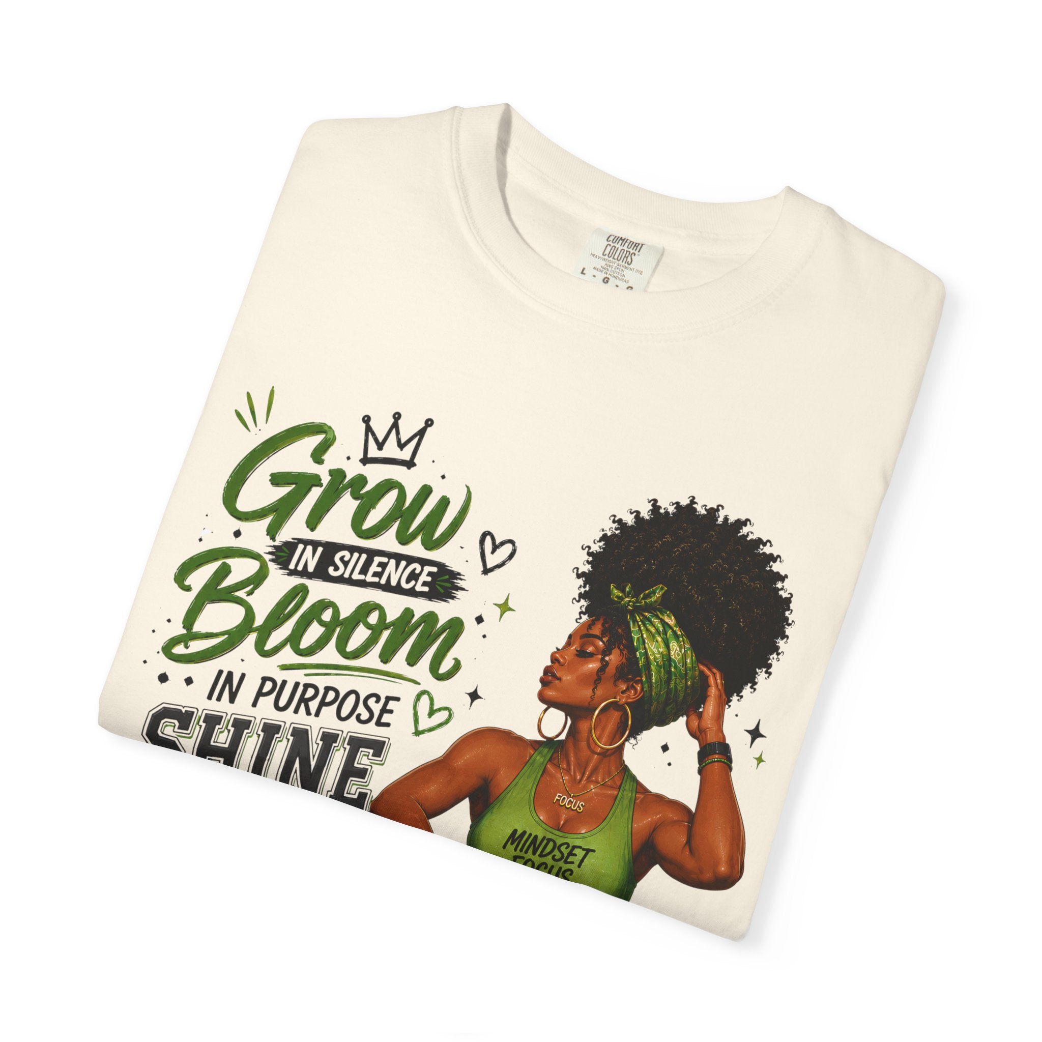 Grow in Silence Bloom Graphic T-Shirt — Inspirational Afrocentric Women’s Tee