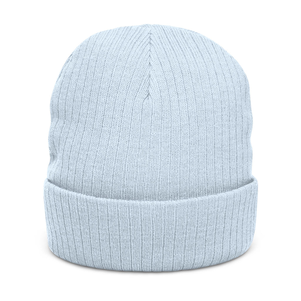 Embroidered Ribbed Beanie — 'CostWalk' Crown Logo Knit Hat