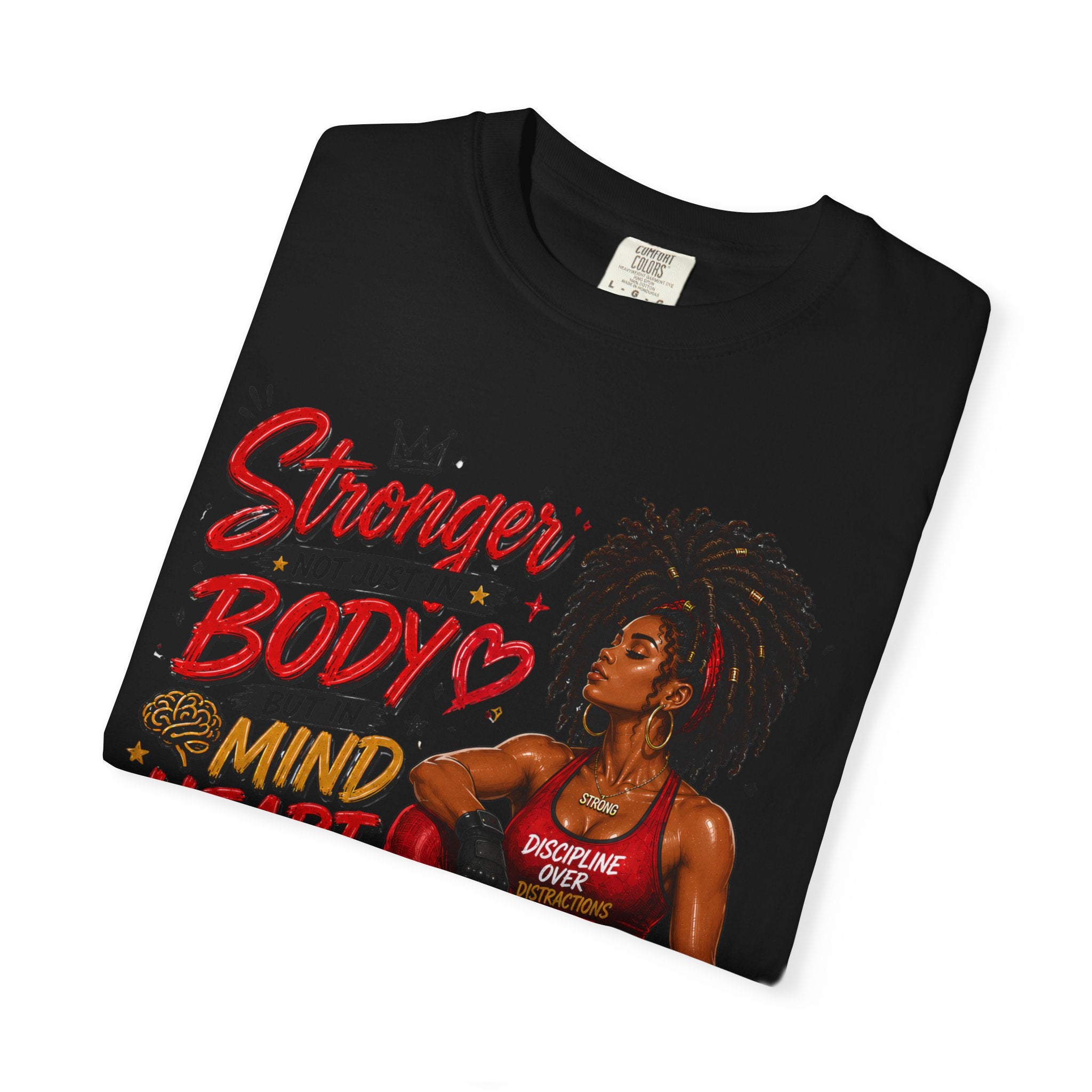 Empowered Fitness Tee — “Stronger Not Just in Body” Motivational Workout T-Shirt