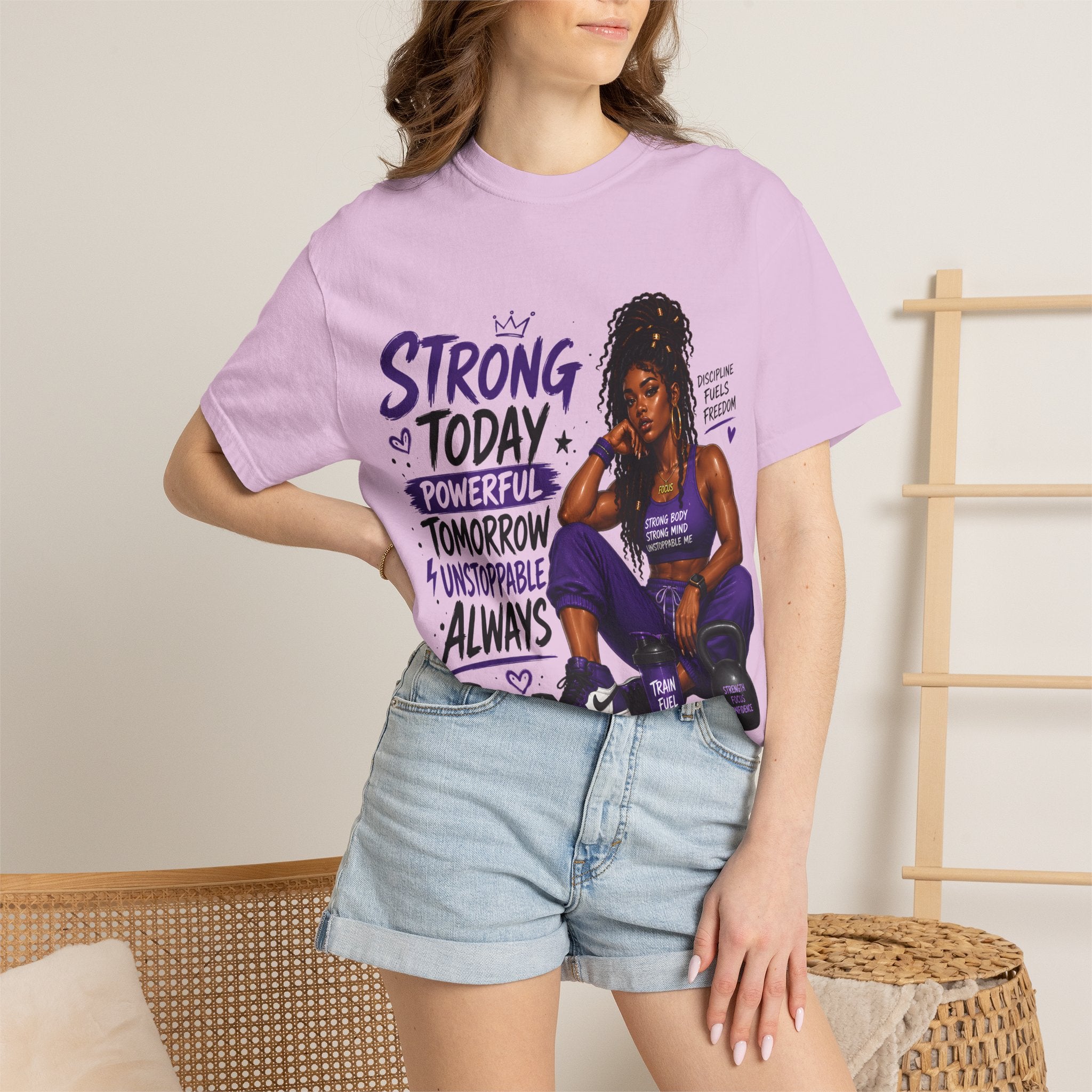 Strong Today, Powerful Tomorrow T-Shirt — Motivational Fitness Graphic Tee