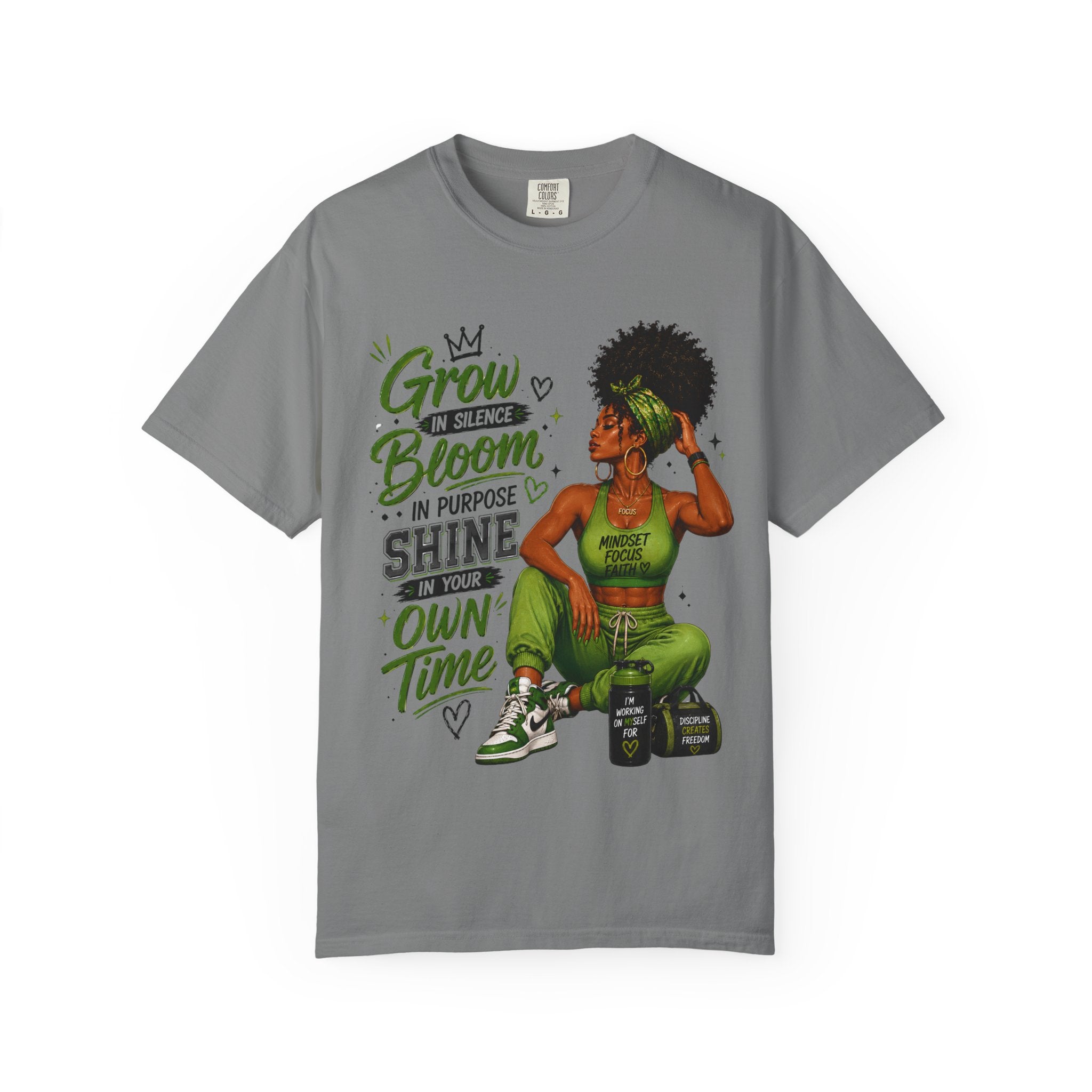 Grow in Silence Bloom Graphic T-Shirt — Inspirational Afrocentric Women’s Tee