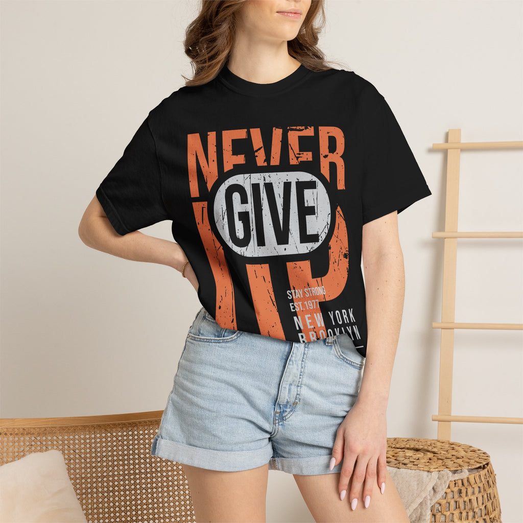 Never Give Up T-Shirt — Motivational Vintage Graphic Tee