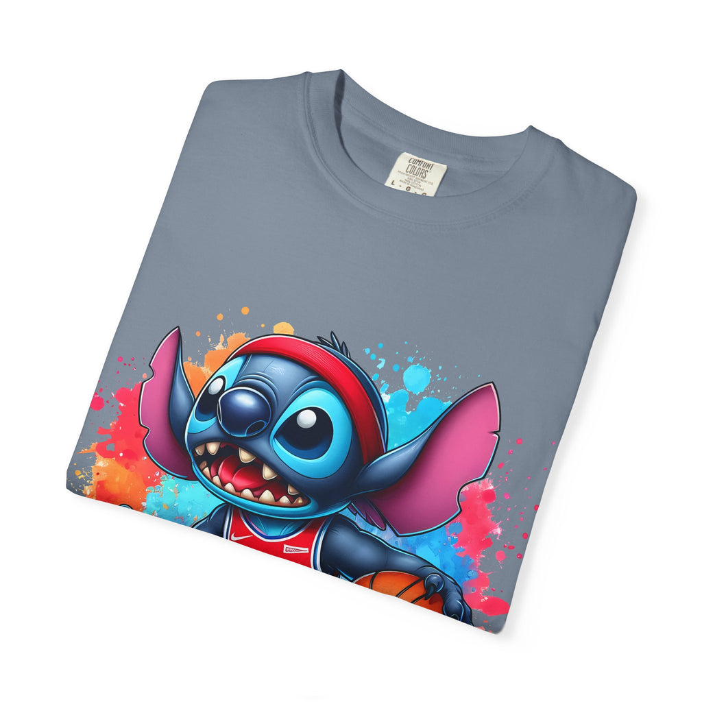 Basketball Stitch T-Shirt — Cute Cartoon Player Graphic Tee