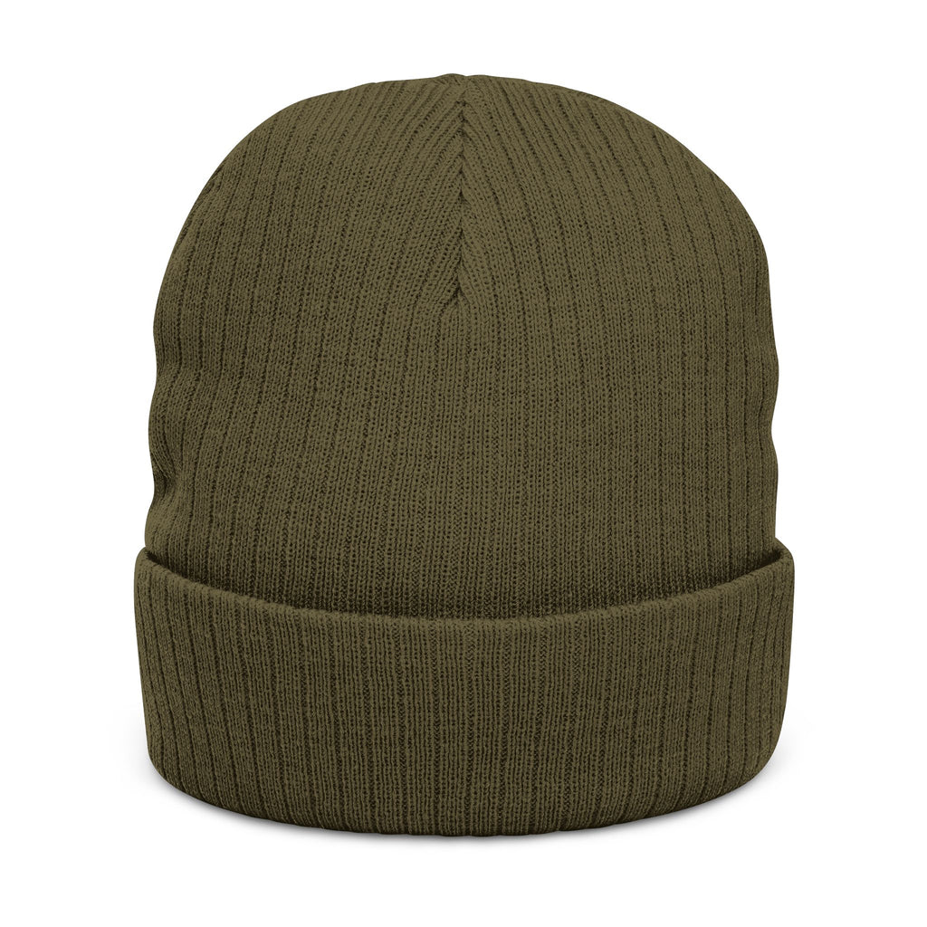 Embroidered Ribbed Beanie — 'CostWalk' Crown Logo Knit Hat