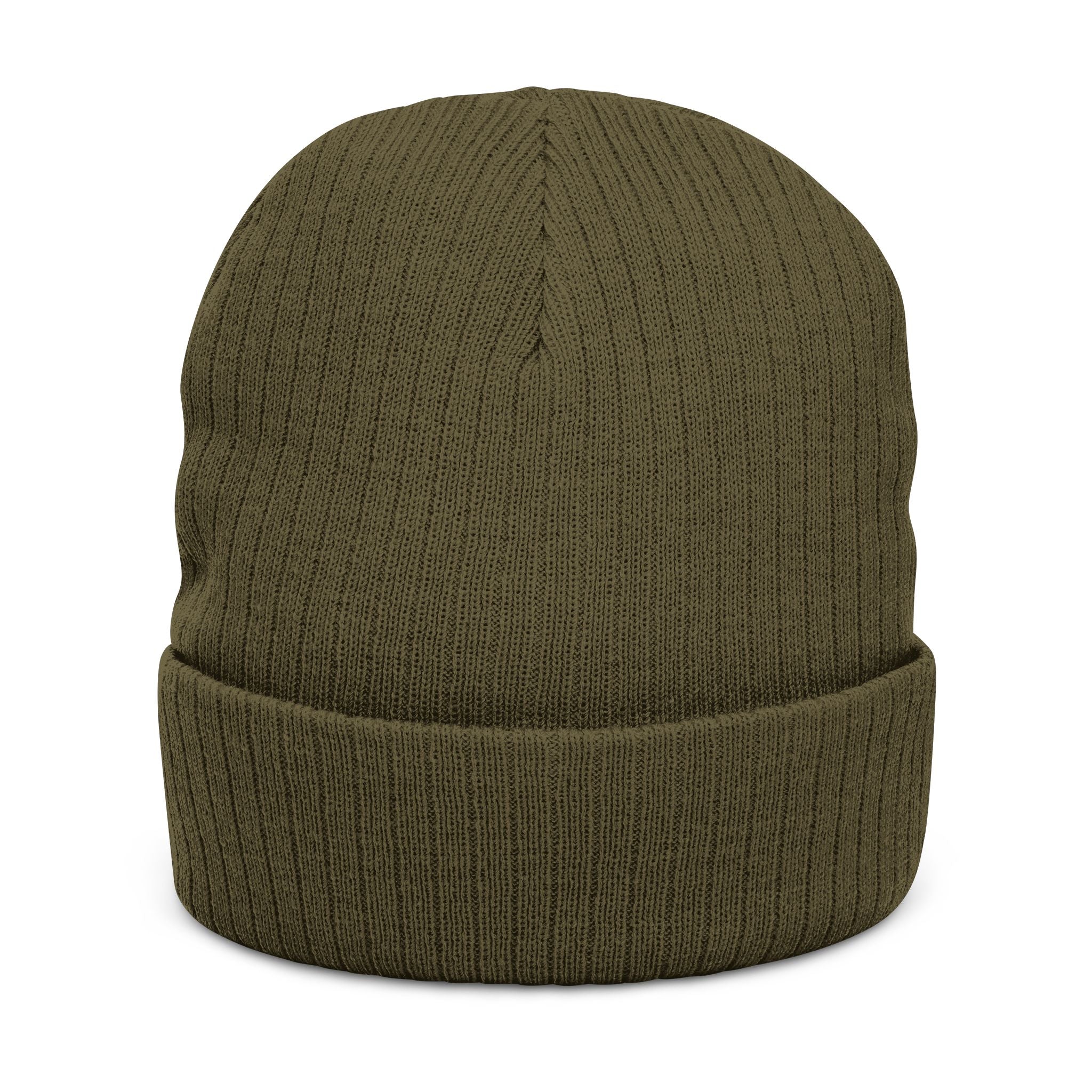 Embroidered Ribbed Beanie — 'CostWalk' Crown Logo Knit Hat