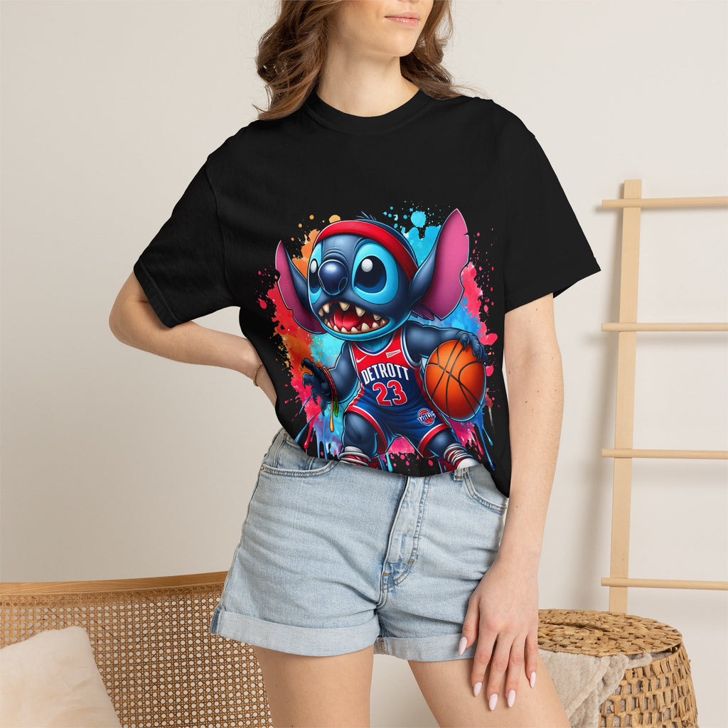 Basketball Stitch T-Shirt — Cute Cartoon Player Graphic Tee