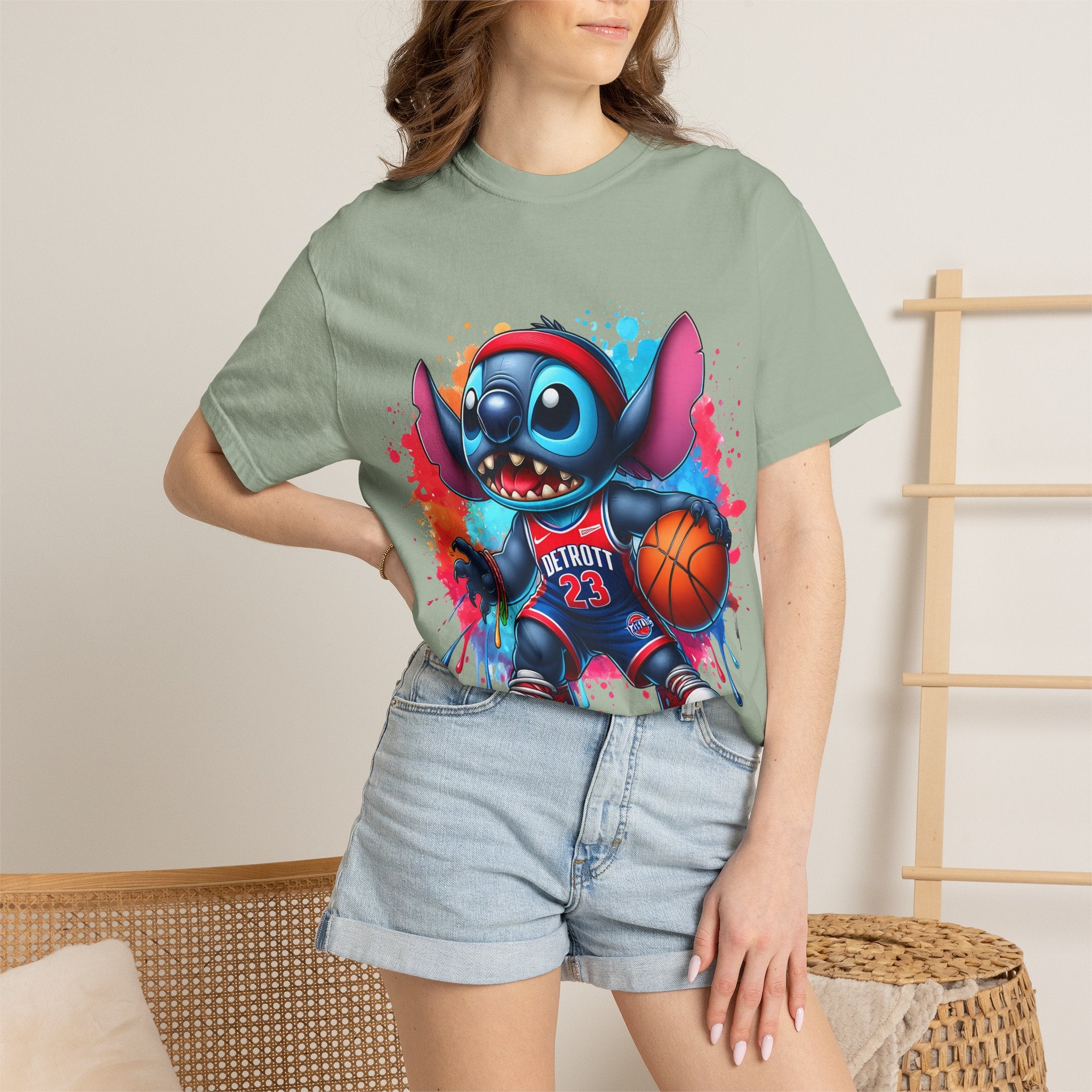 Basketball Stitch T-Shirt — Cute Cartoon Player Graphic Tee