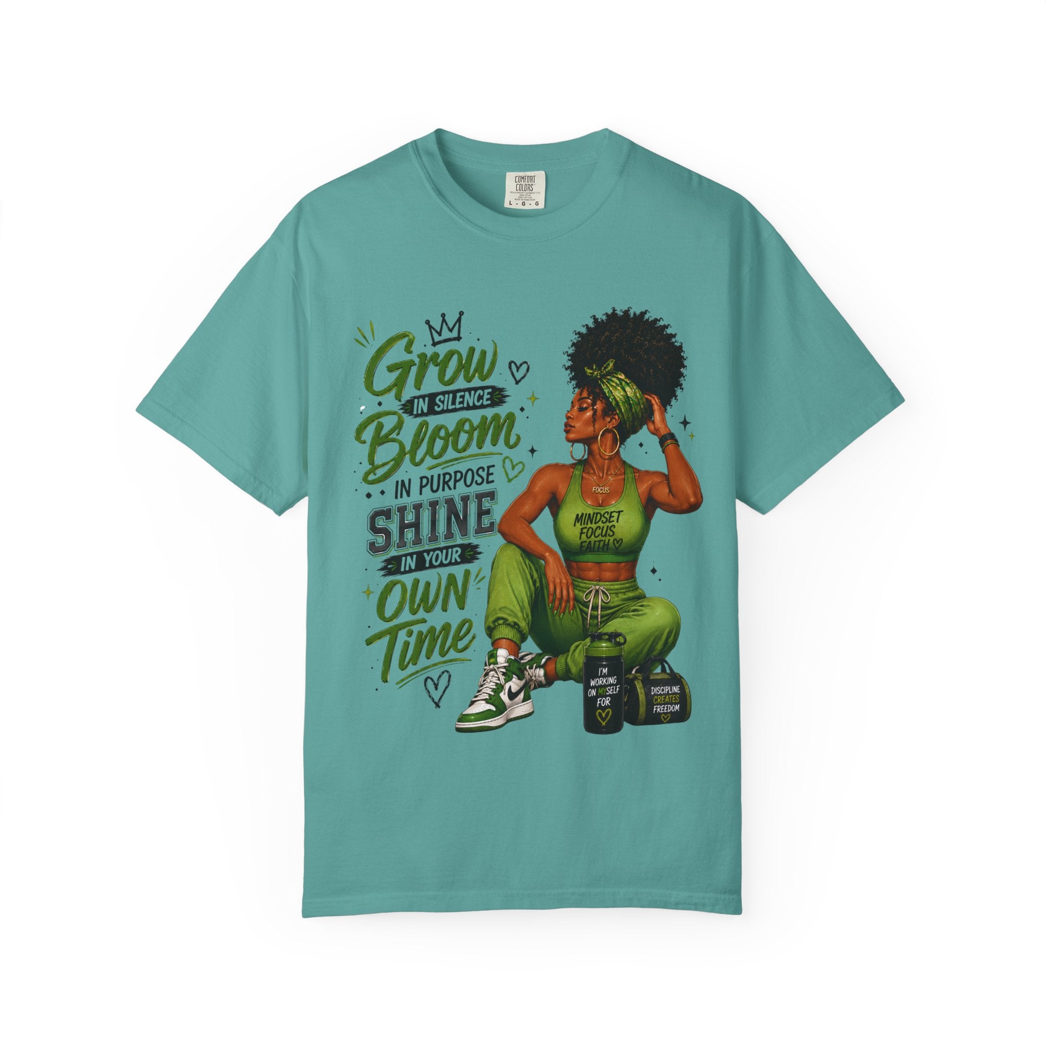 Grow in Silence Bloom Graphic T-Shirt — Inspirational Afrocentric Women’s Tee