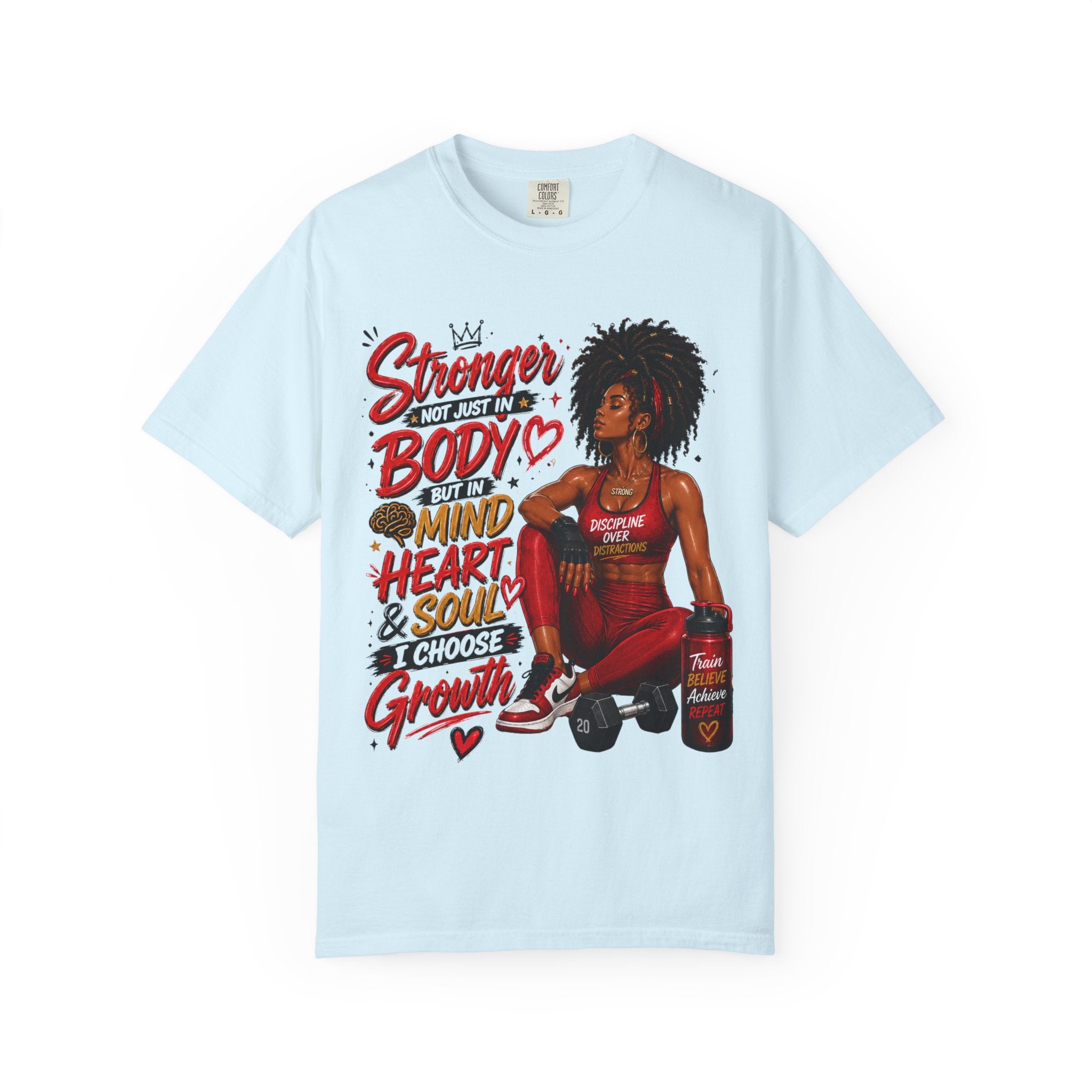 Empowered Fitness Tee — “Stronger Not Just in Body” Motivational Workout T-Shirt
