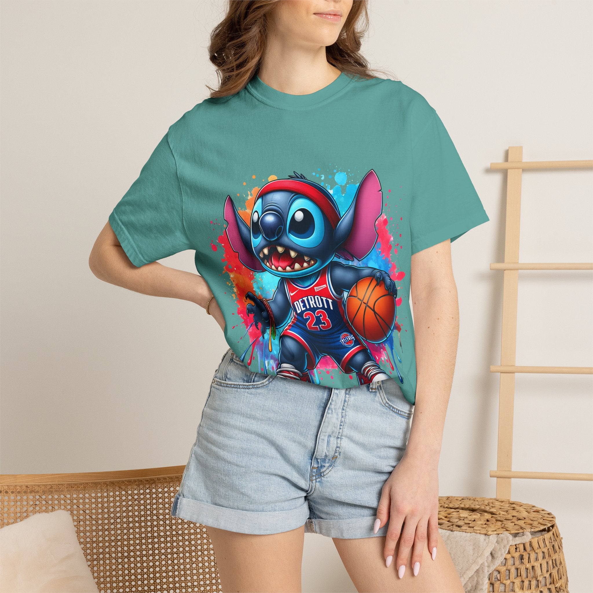 Basketball Stitch T-Shirt — Cute Cartoon Player Graphic Tee