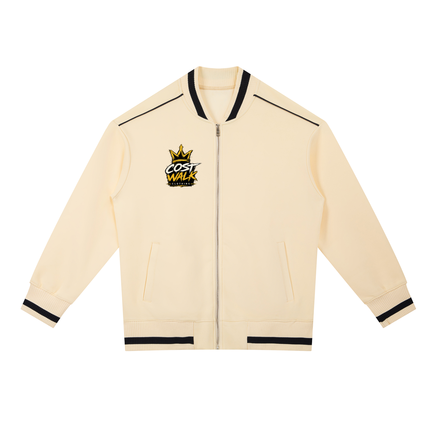 Contrast Piping Zip Bomber Jacket