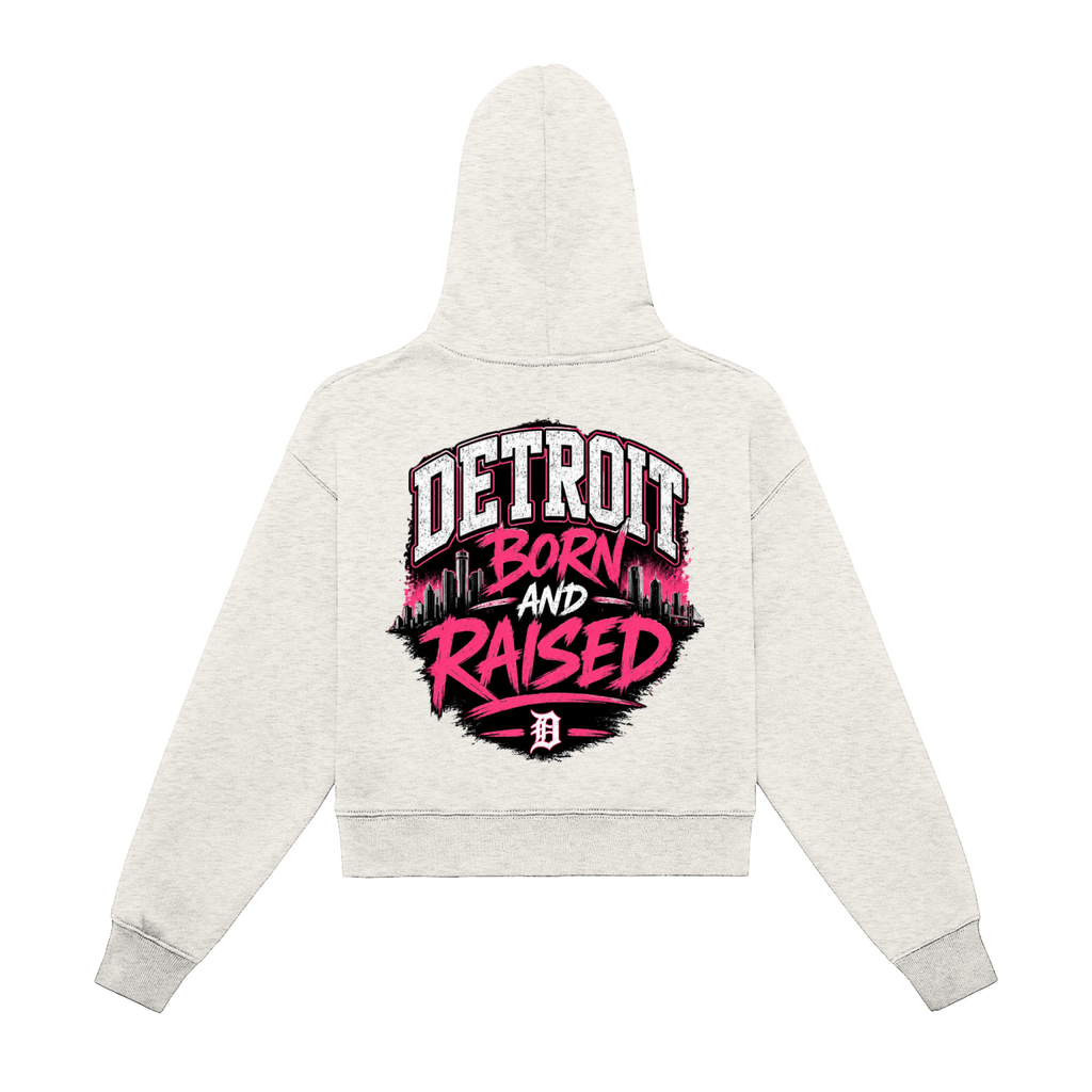 Fleeced Zip-Up Cropped Hoodie