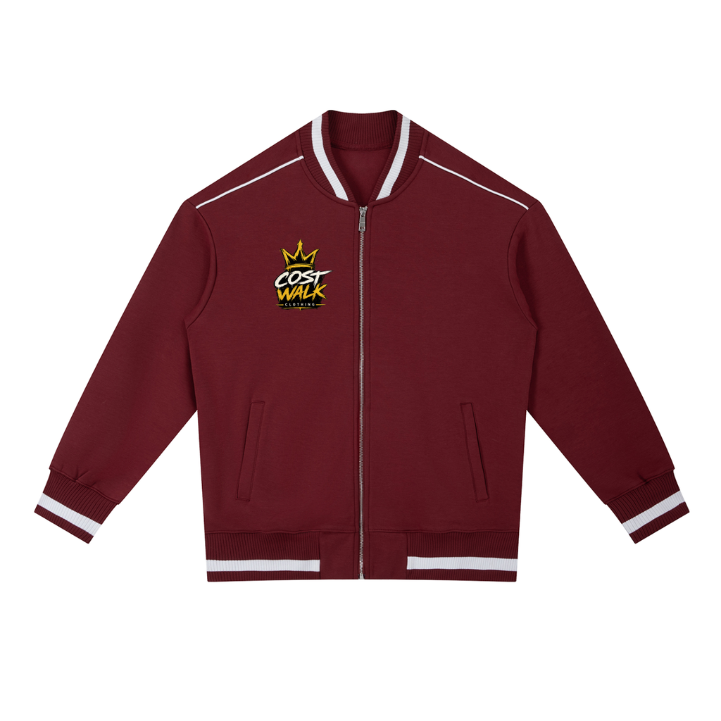 Contrast Piping Zip Bomber Jacket