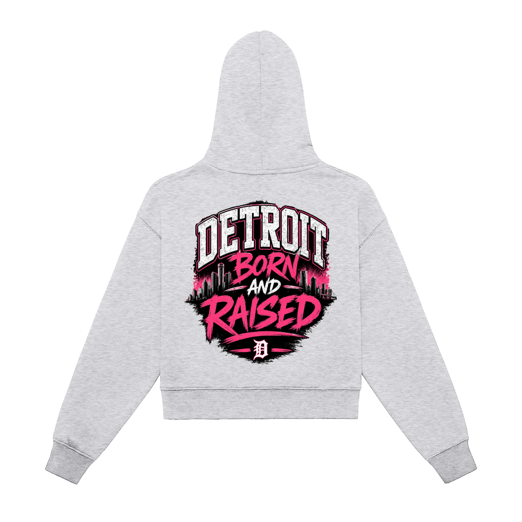 Fleeced Zip-Up Cropped Hoodie