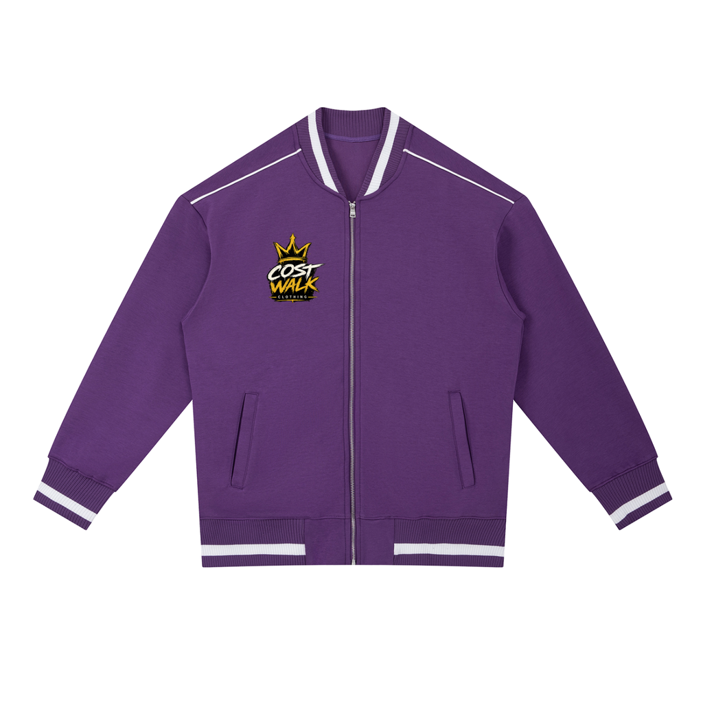 Contrast Piping Zip Bomber Jacket