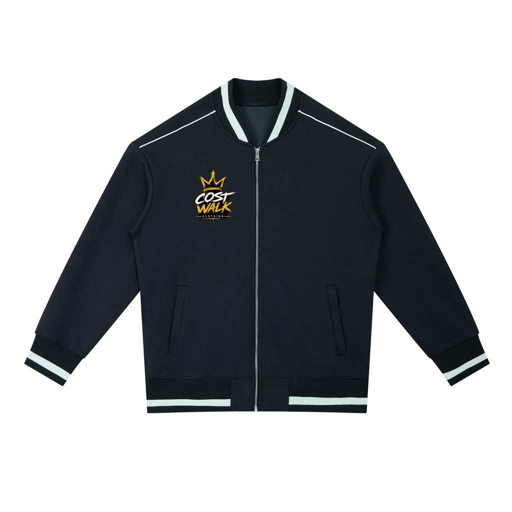 Contrast Piping Zip Bomber Jacket